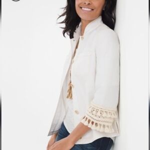 Chico's Utility Jacket with Tassel Sleeves